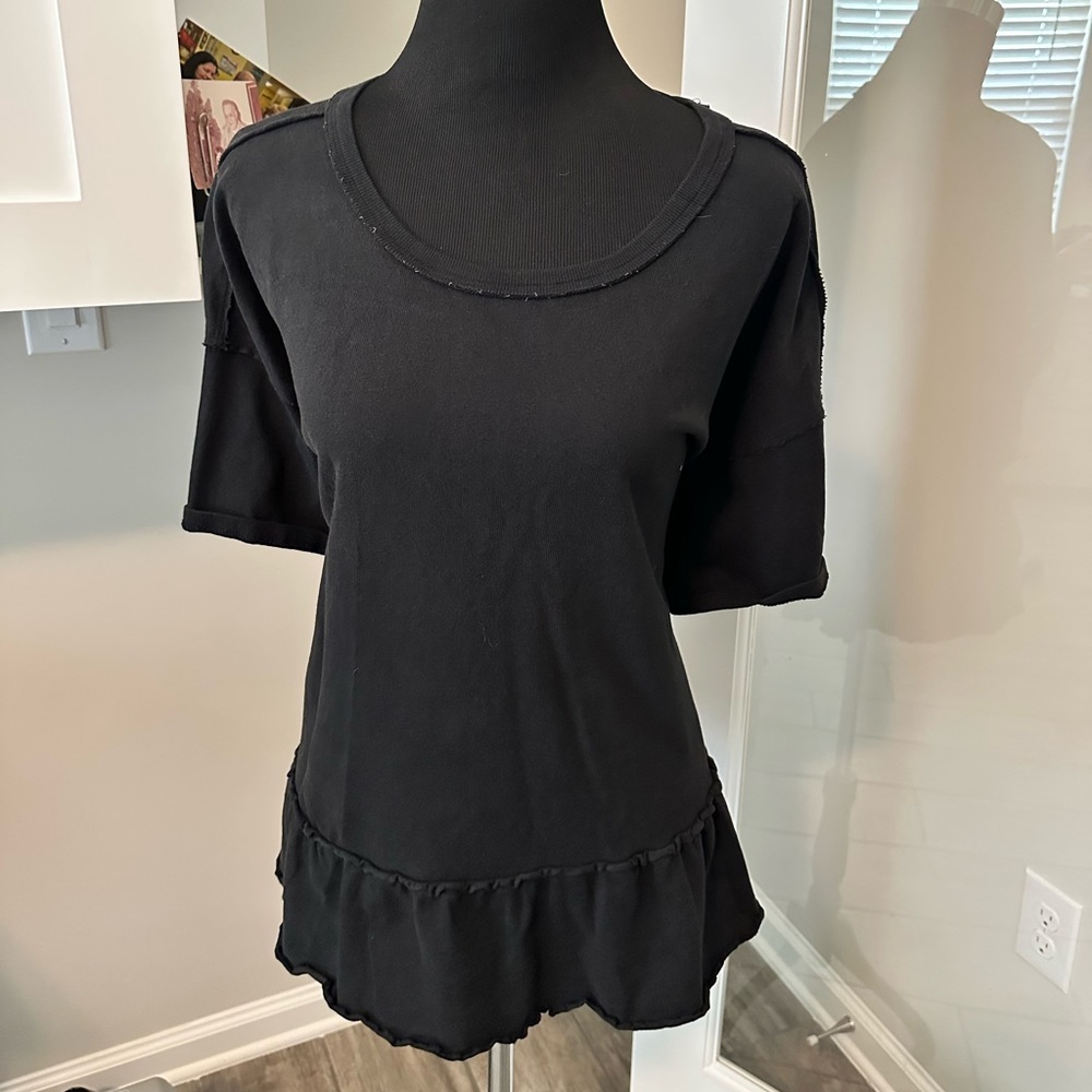 Torrid Black French Terry Crew Neck Peplum